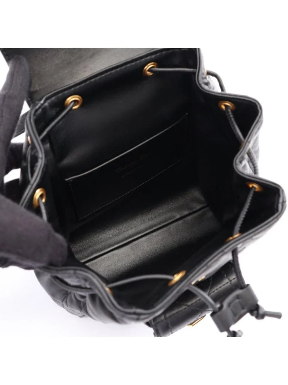 Dior Backpack Caro Small Macro Cannage Black Leather